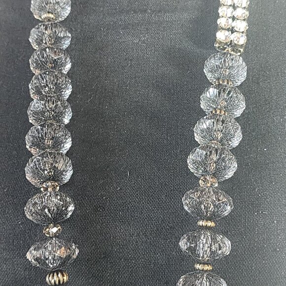 Chico's Vtg Mesh Caged Crystal Gold Metal Beads w/Rhinestone Bling 34" Necklace - Picture 5 of 16